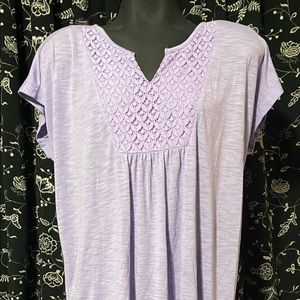 purple short sleeve shirt